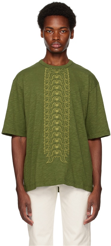 Photo: Youths in Balaclava Green Floral Spine T-Shirt