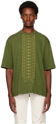 Youths in Balaclava Green Floral Spine T-Shirt