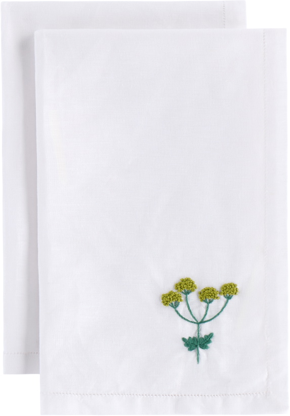 Photo: Gohar World Two-Pack White 'Á Jour & Flora' Embroidery Dinner Napkins