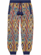 GUCCI - Tapered Cropped Jacquard-Knit Sweatpants - Blue