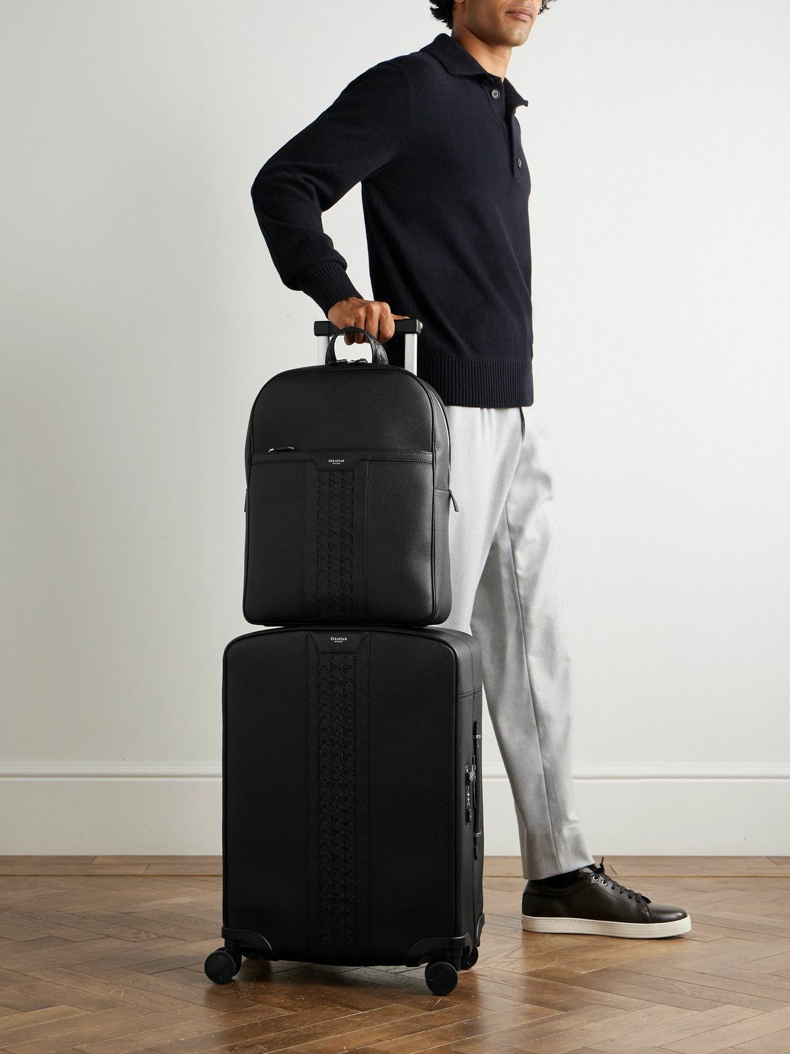Serapian - Mosaico-Detailed Full-Grain Leather Carry-On Suitcase