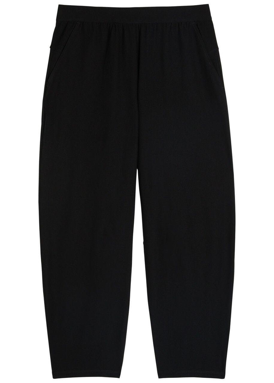 Eileen Fisher Barrel-leg Crepe Trousers Black