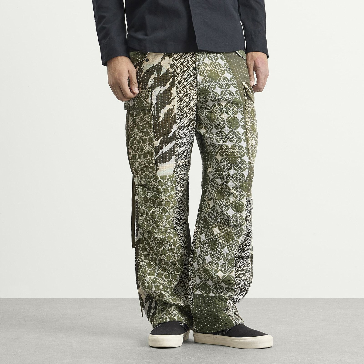 Maharishi Men's Maha Rice Stitch M65 Cargo Pants in Ecru/Olive