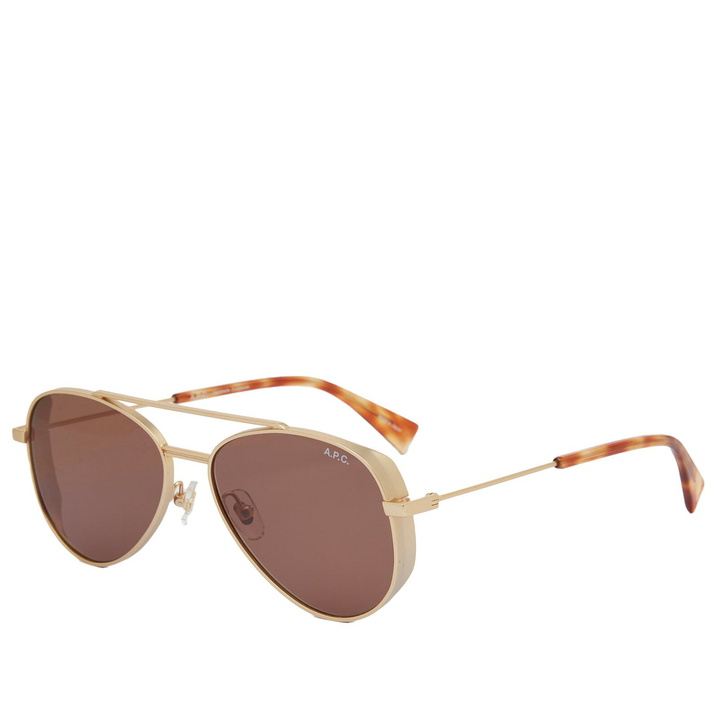 Photo: A.P.C. Men's Bill Sunglasses in Gold 