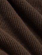 THE ROW - Daniel Ribbed Cashmere Mock-Neck Sweater - Brown
