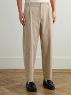 FRAME - Straight-Leg Pleated Cotton-Corduroy Trousers - Neutrals