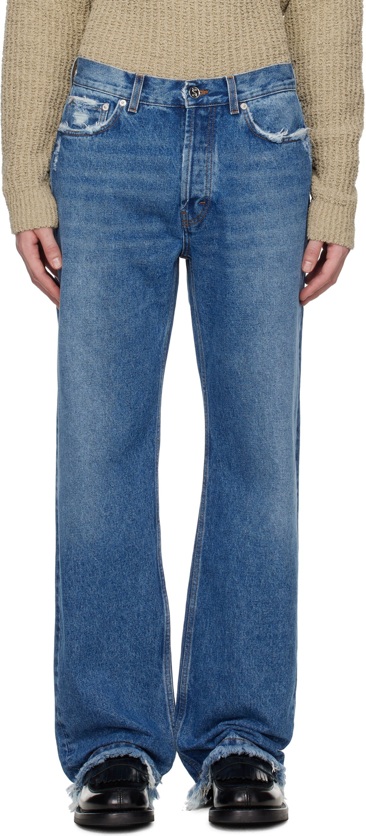 Séfr Blue Frayed Cut Jeans