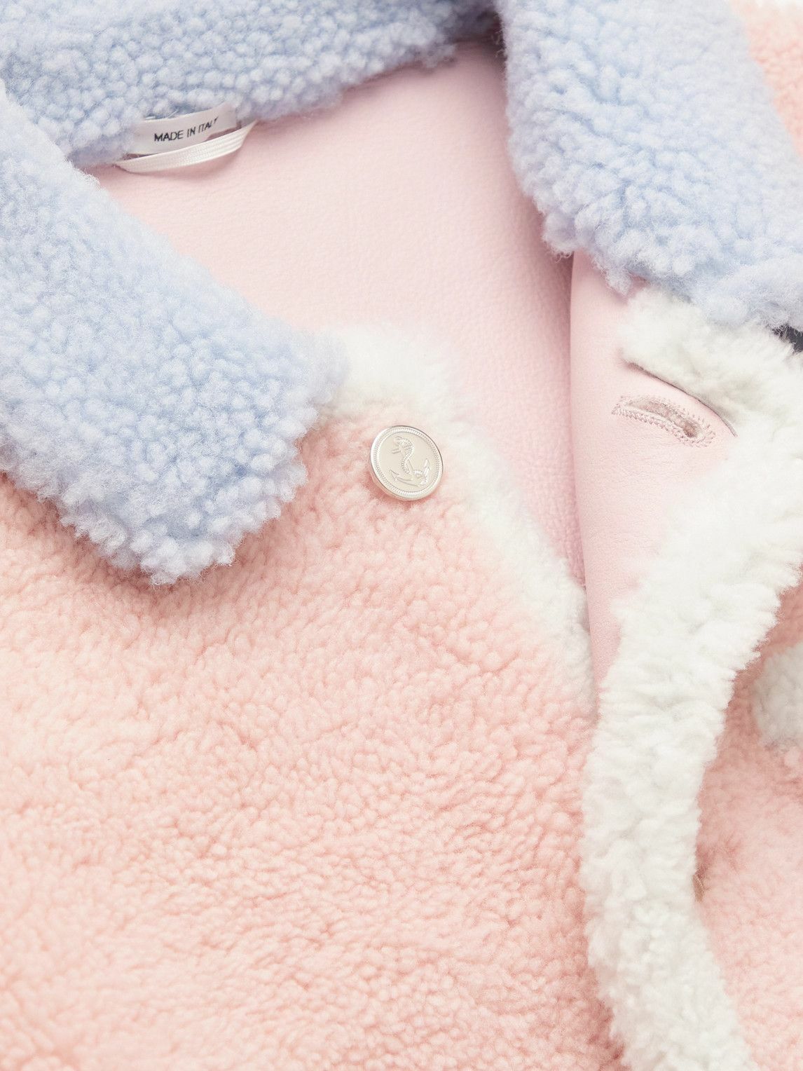 Thom Browne - Colour-Block Shearling Jacket - Pink Thom Browne