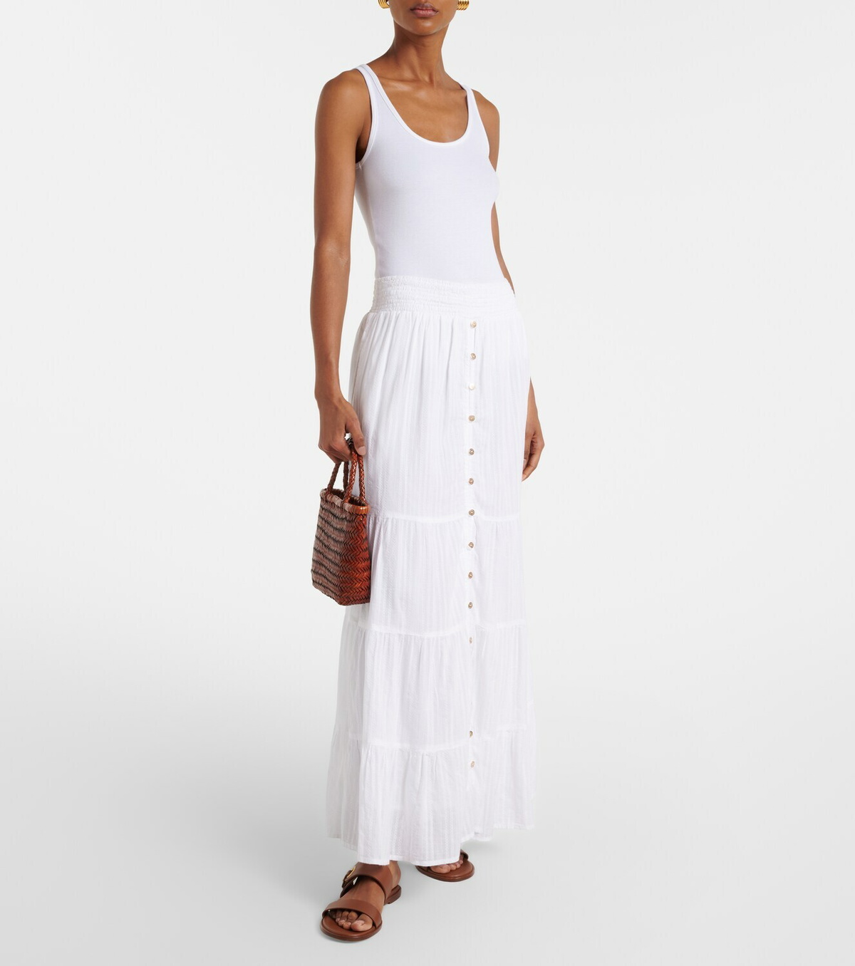 Melissa Odabash Dee tiered cotton maxi skirt