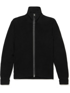 TOM FORD - Slim-Fit Leather-Trimmed Wool Zip-Up Cardigan - Black