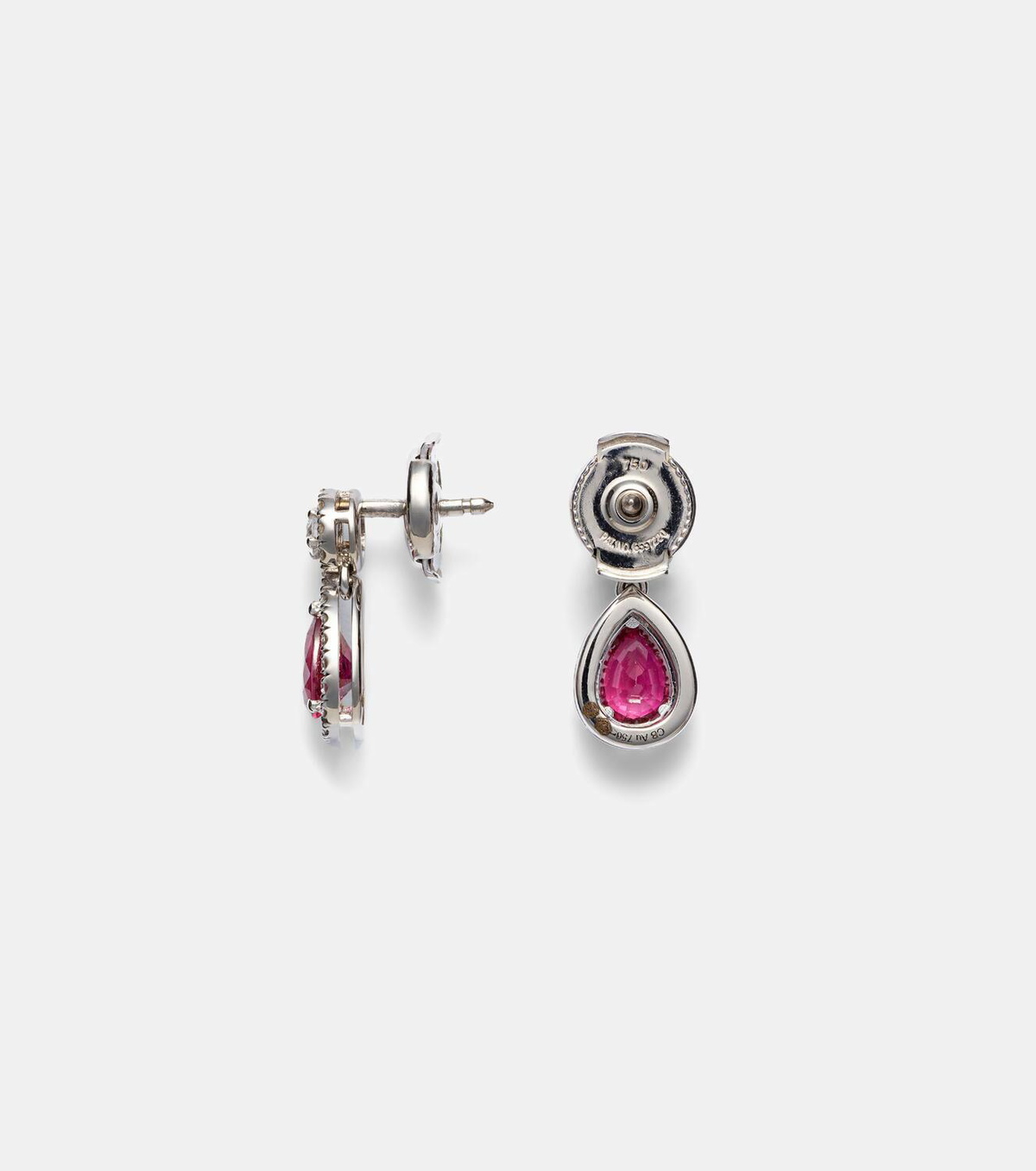Bucherer Fine Jewellery Classics 18kt white gold drop earrings with rubies and diamonds