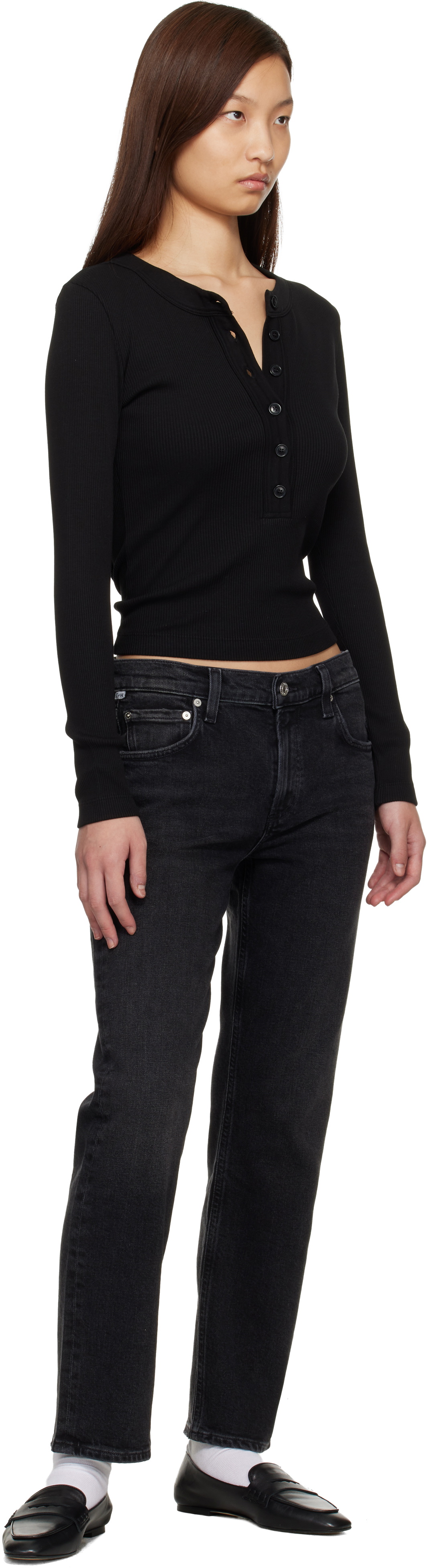 Citizens of Humanity Black Varra Henley T-shirt
