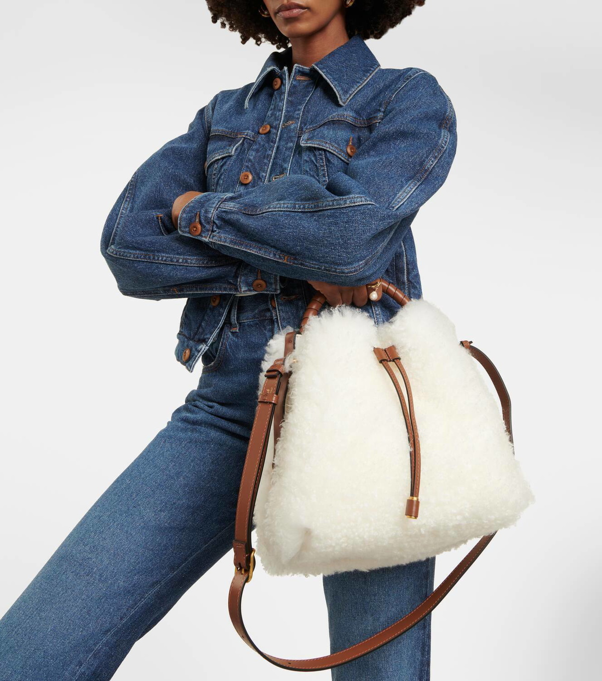 Chloé Marcie Small shearling bucket bag