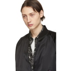 Saint Laurent Black Embroidered Logo Bomber Jacket