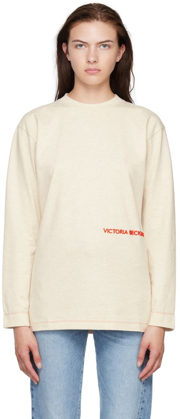 Photo: Victoria Beckham Beige Embroidered T-Shirt