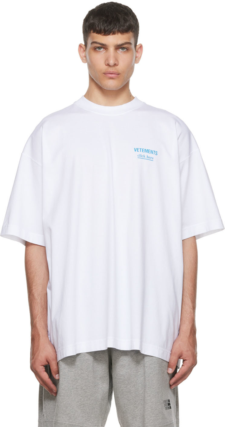 VETEMENTS White 'Click Here' T-Shirt Vetements