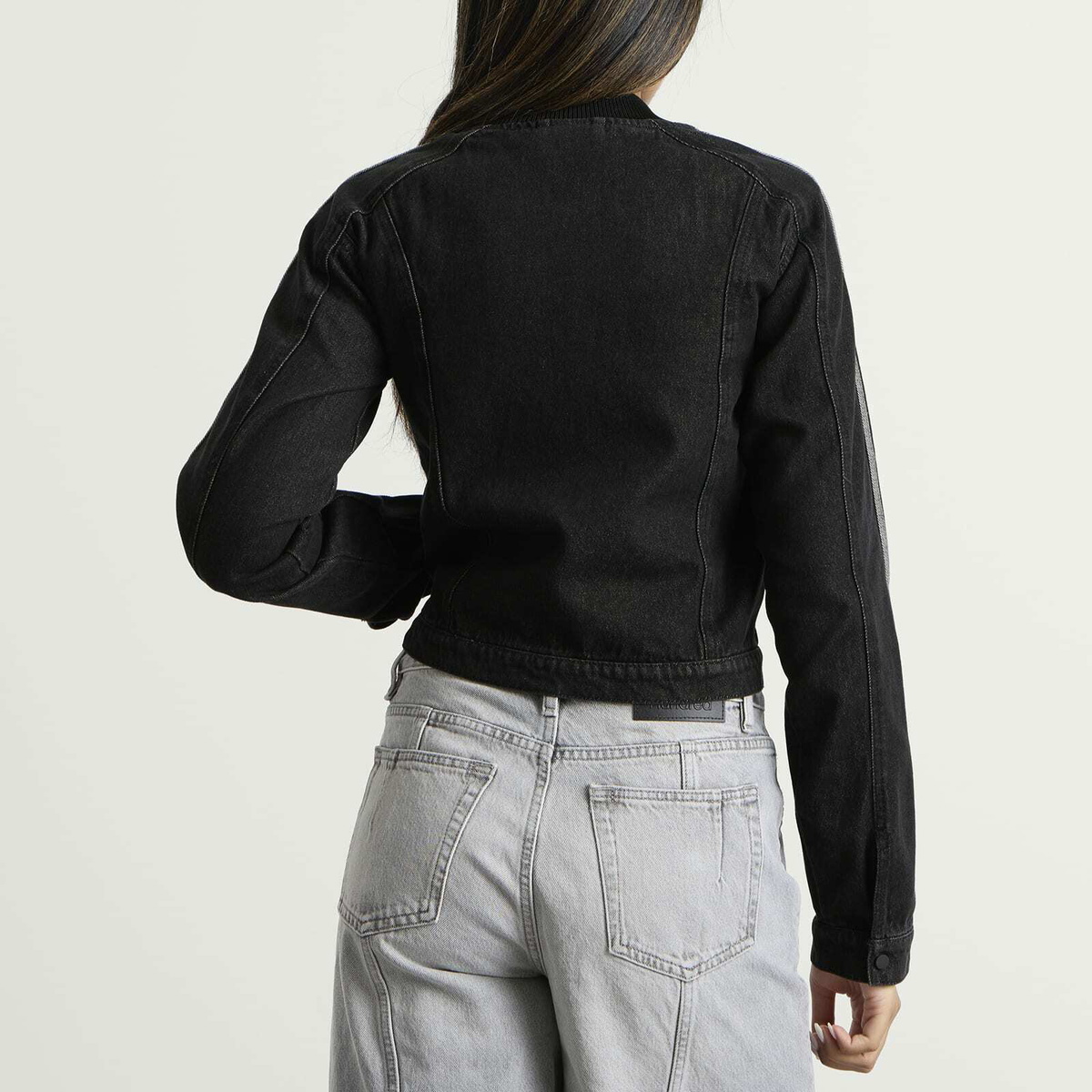 Adidas Women's Fitted Denim Track Top in True Black Denim