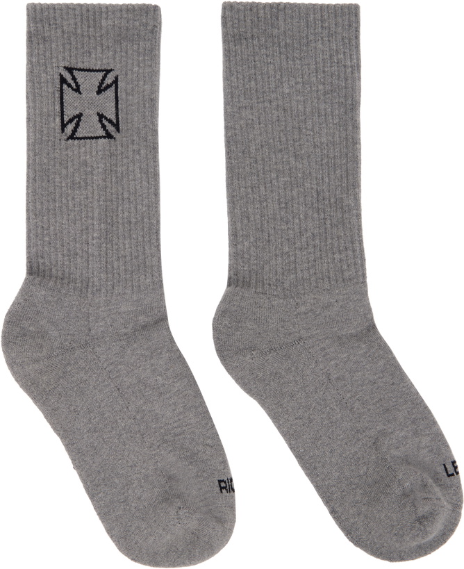 Photo: VETEMENTS Gray Biker Cross Socks