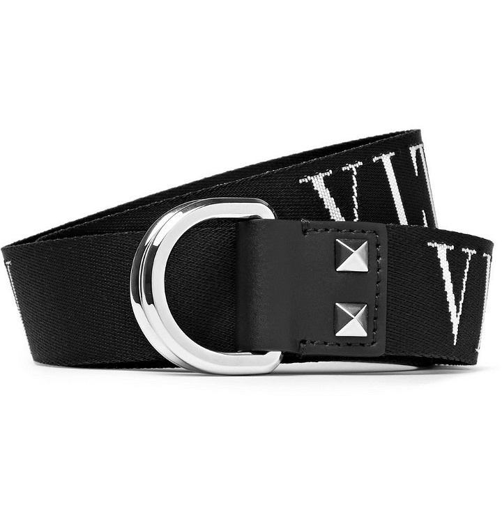 Photo: Valentino - 3cm Leather-Trimmed Logo-Detailed Canvas Belt - Men - Black
