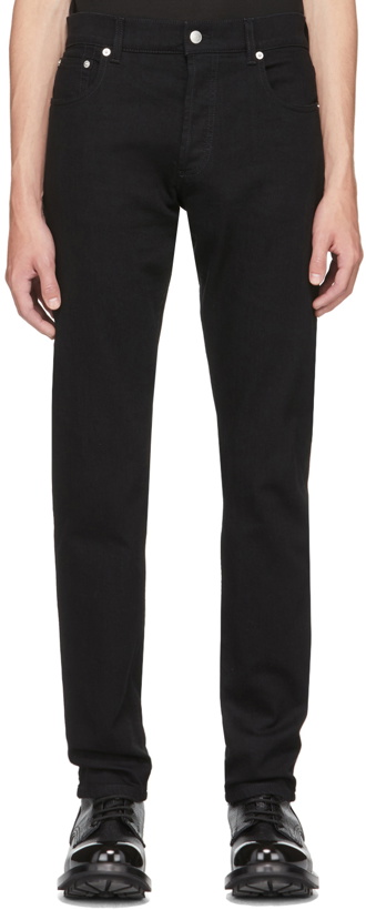 Photo: Alexander McQueen Black Embroidered Logo Jeans