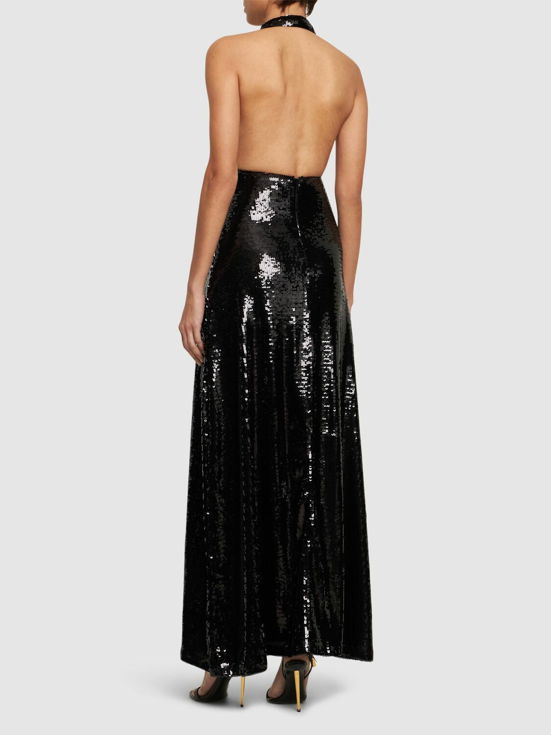 WEWOREWHAT Sequined Halter Neck Midi Dress WeWoreWhat WEWOREWHAT Sequined Halter Neck Midi Dress WeWoreWhat