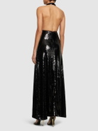 WEWOREWHAT Sequined Halter Neck Midi Dress