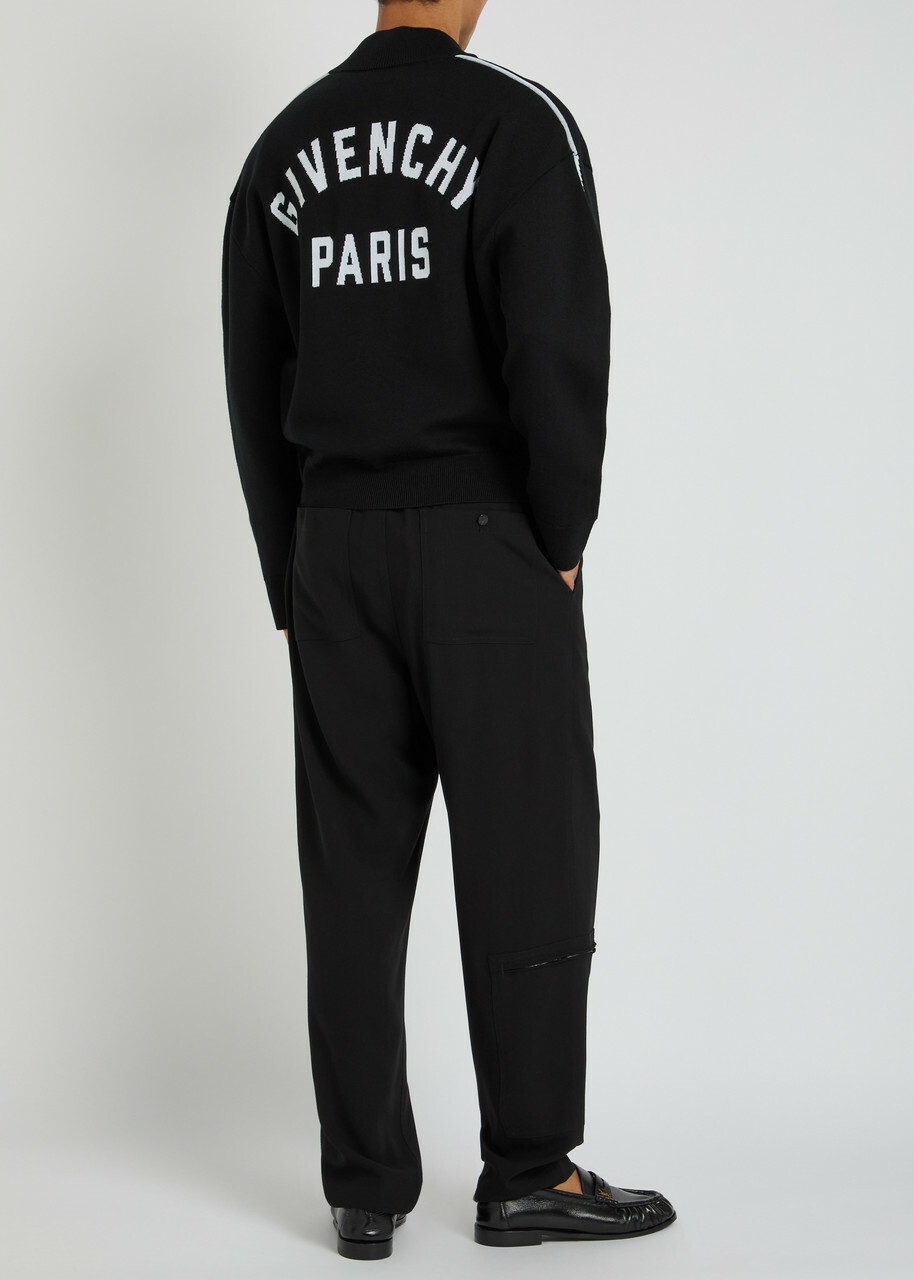 Givenchy Couture Logo-intarsia Wool-blend Cardigan Black