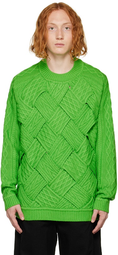 Photo: King & Tuckfield Green Plait Textured Sweater