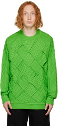 King & Tuckfield Green Plait Textured Sweater
