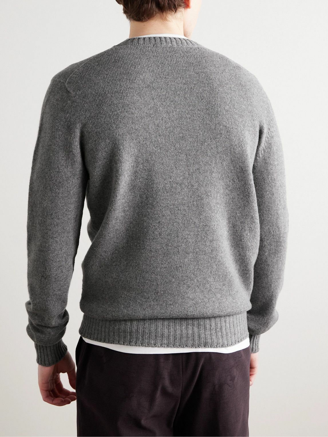 De Petrillo - Slim-Fit Merino Wool and Cashmere-Blend Sweater - Gray