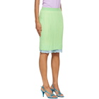 Versace Green Lace-Trim Viscose-Blend Ribbed Knit Midi Skirt