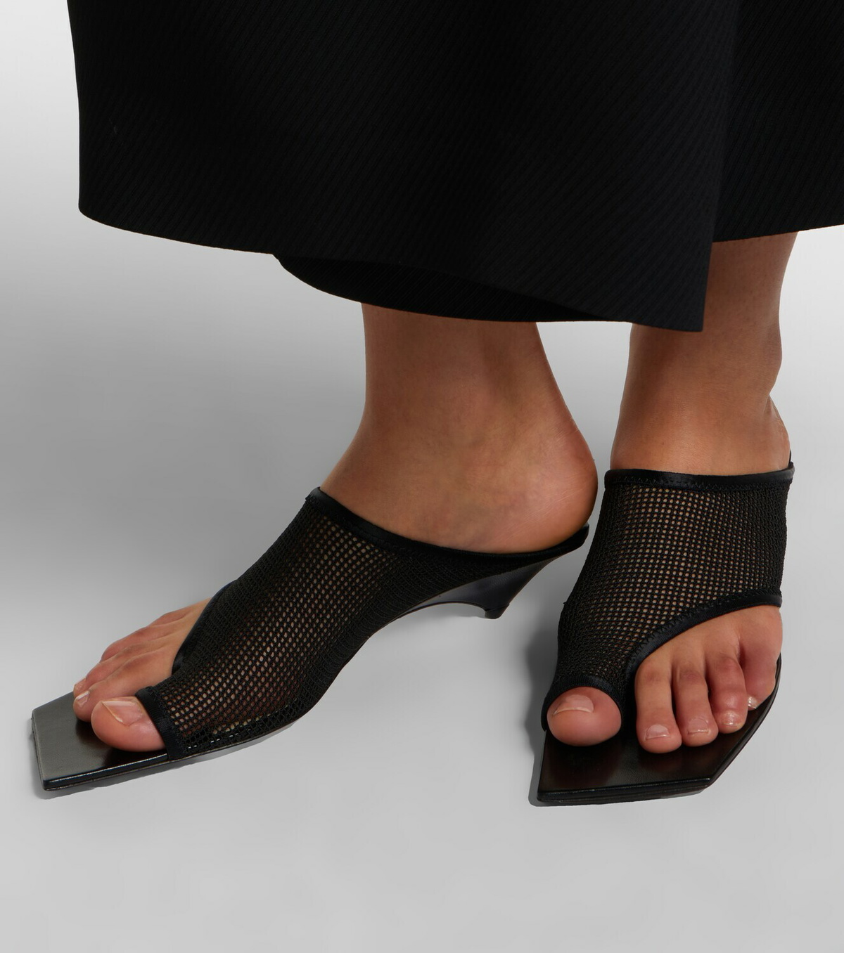 Christen Edge Stretch leather-trimmed mesh mules