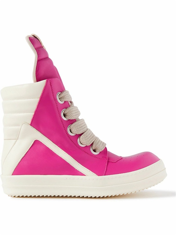 Photo: Rick Owens - Geobasket Two-Tone Leather High-Top Sneakers - Pink