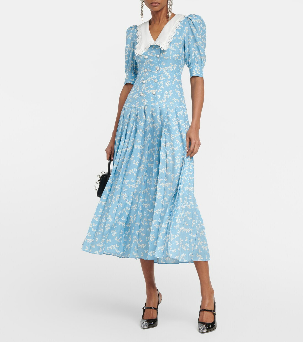 Alessandra Rich Pleated silk midi dress Alessandra Rich