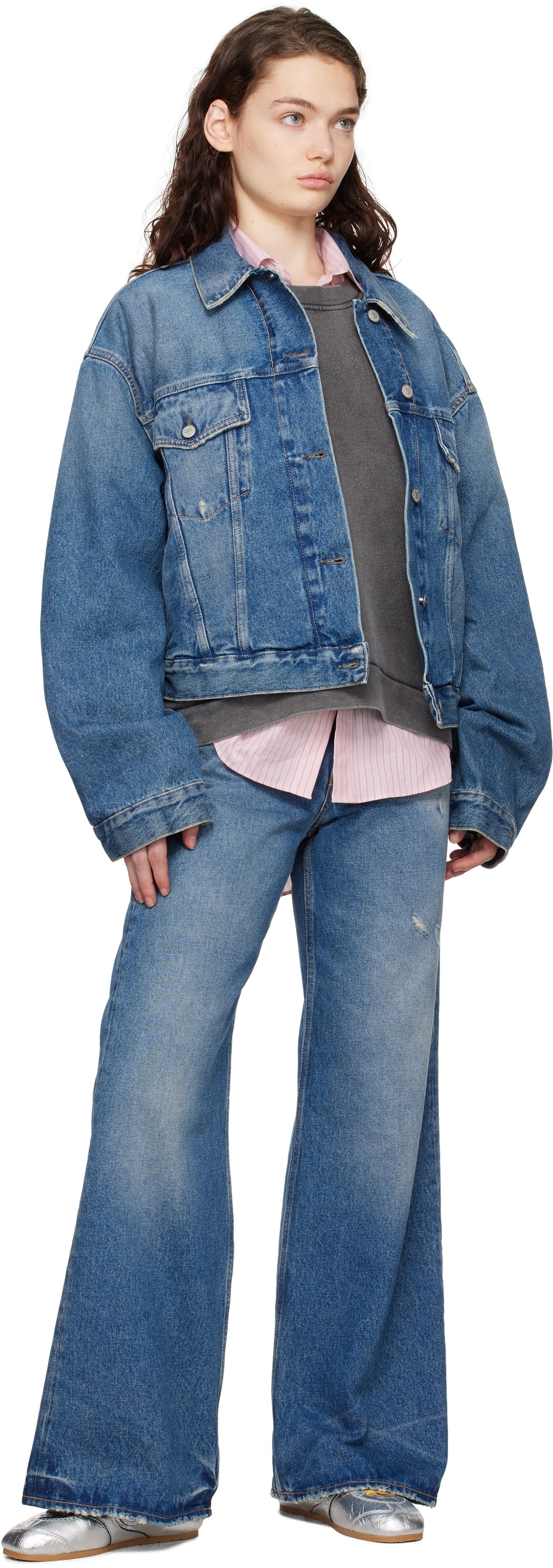 なAcne Studios Cropped denim jacket Acne Studios - Denim jacket - Relaxed cropped fit - Mid Blue