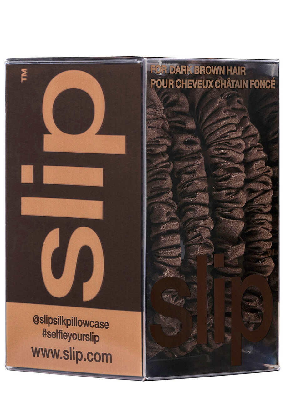 Slip Pure Silk Skinny Scrunchies - Dark Brown