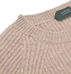 Incotex - Ribbed Mélange Virgin Wool Sweater - Men - Beige