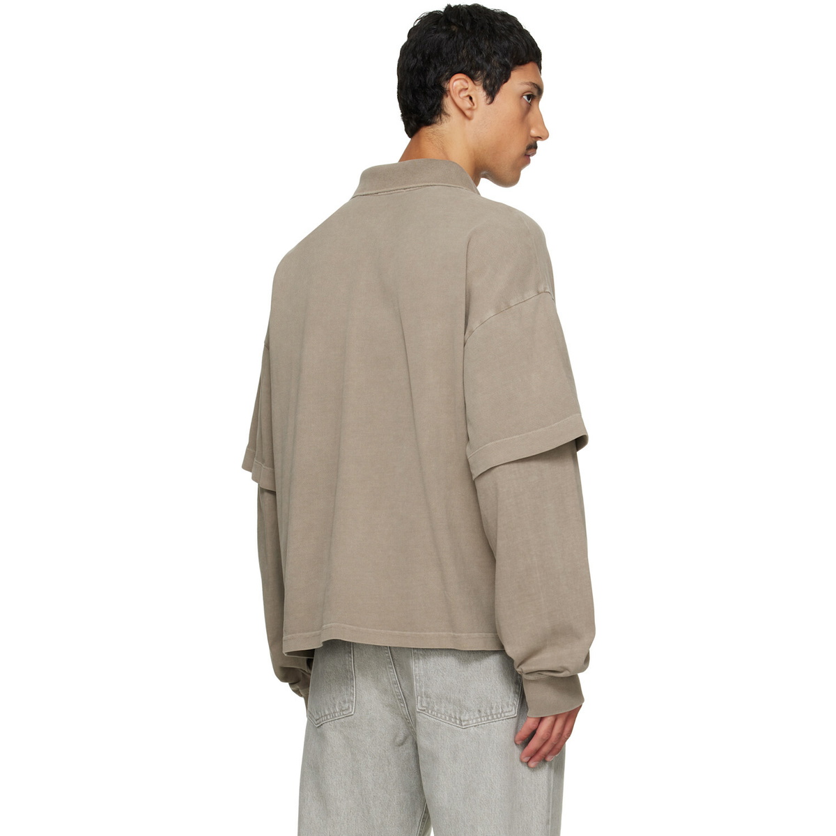 AGOLDE Khaki Curren Double Sleeve Polo