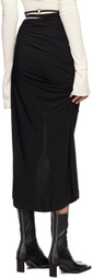 SRVC Black Ruched Midi Skirt