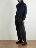Stone Island - Logo-Appliquéd Virgin Wool Half-Placket Sweater - Blue
