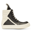 Rick Owens Black and Off-White Geobasket High-Top Sneakers