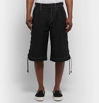Flagstuff - Wide-Leg Pleated Webbing-Trimmed Cotton-Blend Shorts - Black
