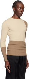 Peter Do Beige & Tan Color Block Sweater