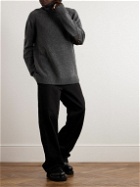 Raf Simons - Oversized Leather-Appliquéd Wool Rollneck Sweater - Gray