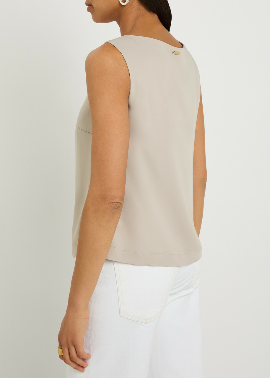 Herno V-neck Satin-crepe top Cream