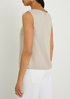 Herno V-neck Satin-crepe top Cream