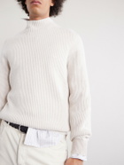 Brunello Cucinelli - Ribbed Cashmere Rollneck Sweater - Neutrals