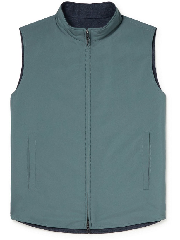 Photo: Loro Piana - Marlin Reversible Tech-Jersey and Virgin Wool and Cashmere-Blend Gilet - Green