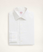 Brooks Brothers Men's Stretch Madison Relaxed-Fit Dress Shirt, Non-Iron Royal Oxford Ainsley Collar Pinstripe | White