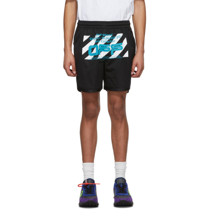 Photo: Off-White Black Mesh Wavy Line Logo Shorts